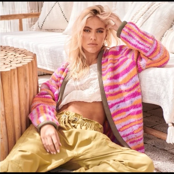 Free People Pink and Orange Knit Sweater - Picture 3 of 12